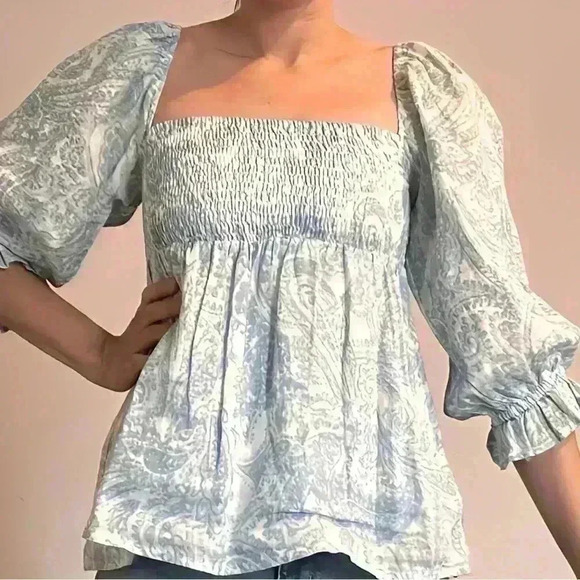 Faithfull the Brand Linen Babydoll Blouse Size 2 - Picture 5 of 5